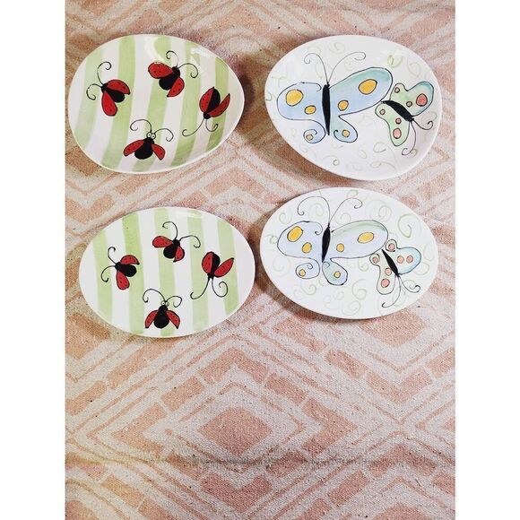 Boston Warehouse Ladybugs & Butterfly Bowls Appetizer Plates - Picture 1 of 7